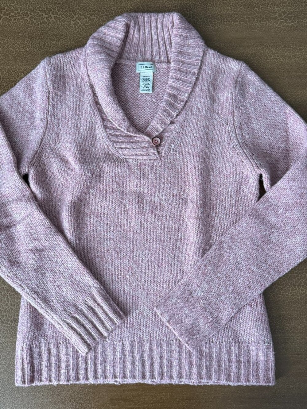 L.L. LL Bean Pink Woven Knitted Wool Blend Sweater - Size Small